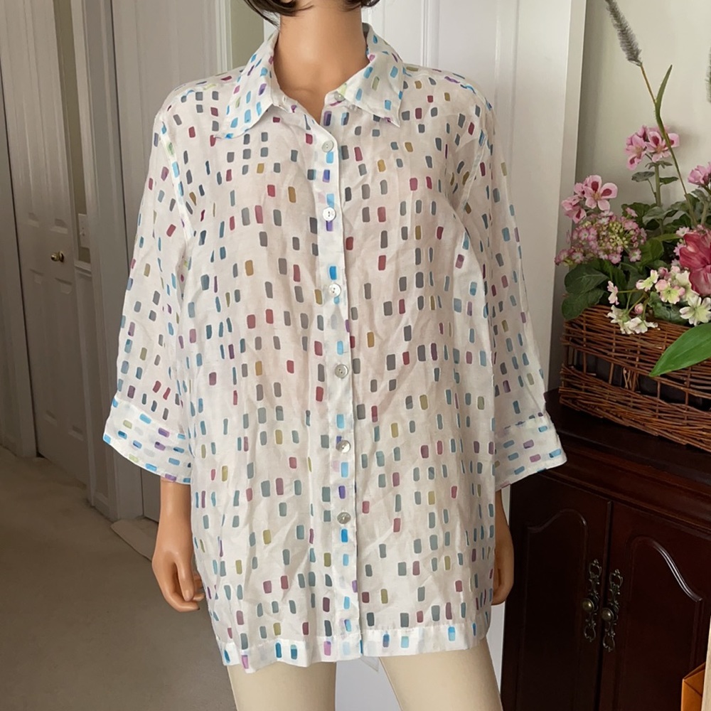 Notations Woman’s Multicolored Pattern Blouse Wit… - image 2